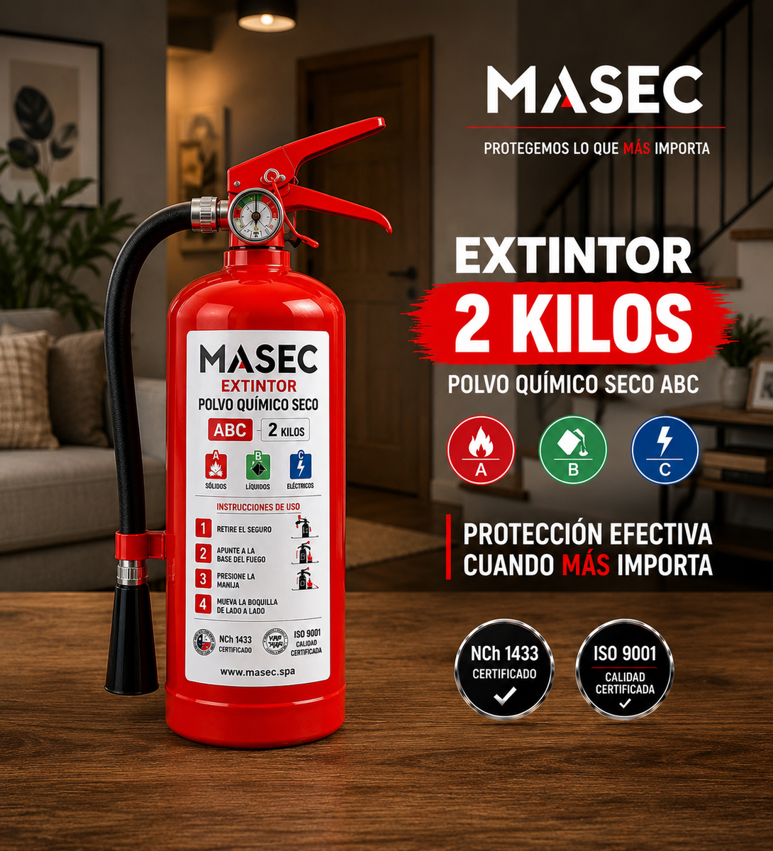 EXTINTOR ABC PQS 75% 2 KILOS – Masec