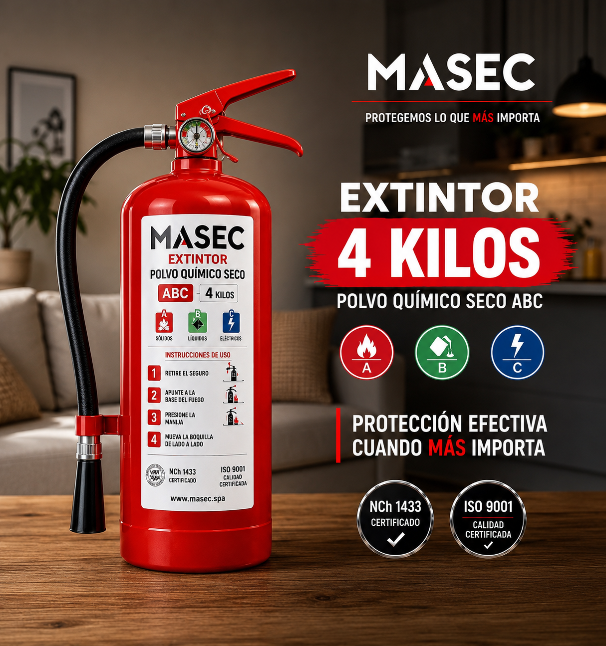 EXTINTOR ABC PQS 75% 4 KILOS – Masec